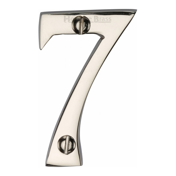 C1567 7-PNF • 51mm • Polished Nickel • Heritage Brass Face Fixing Numeral 7
